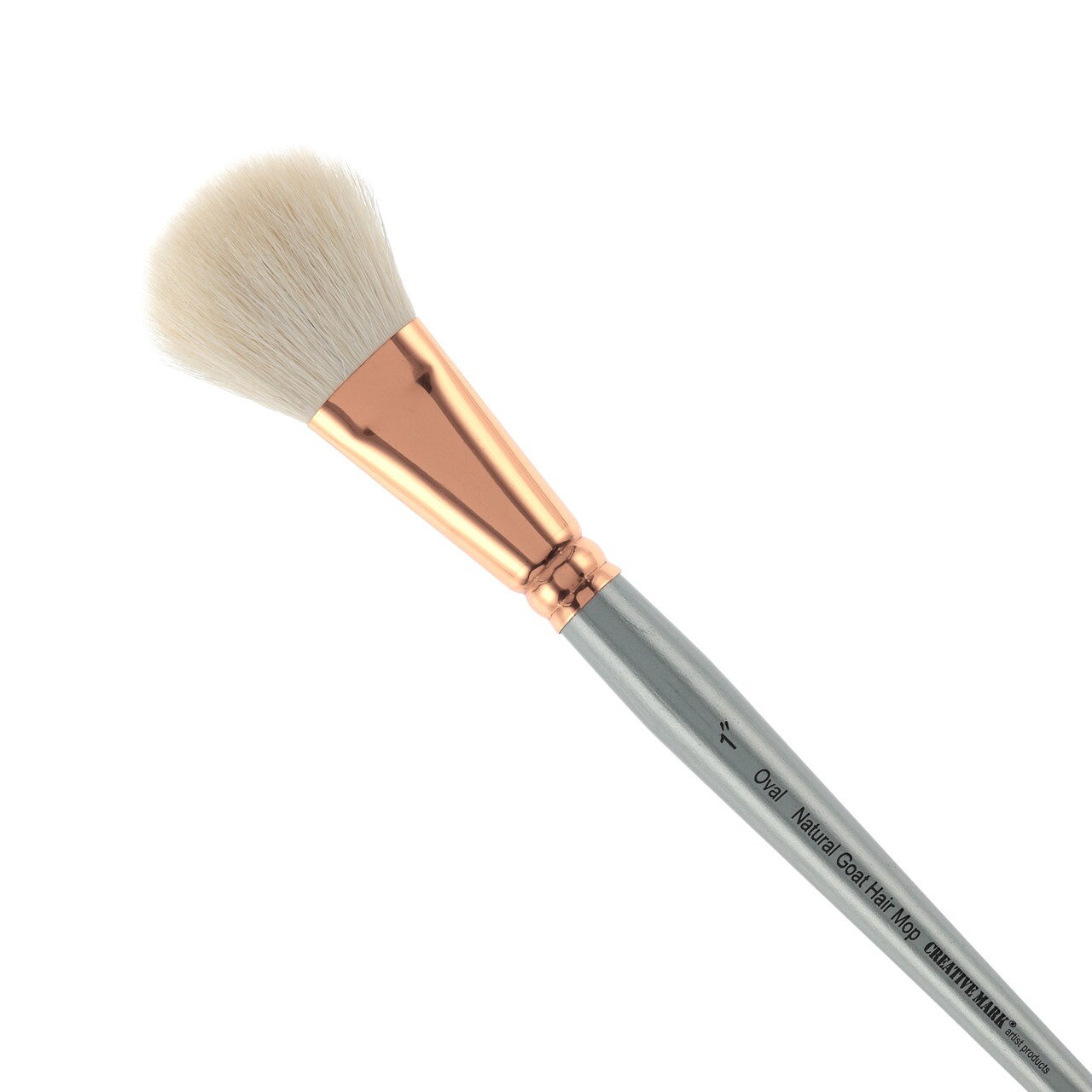 Creative Mark Goat Hair Mop Brush - 1" Oval, Natural Goat Hair for Watercolor, Oil, Acrylic & Makeup Blending – Ultra‑Soft White Hair – Short‑Handle, High‑Absorbency Artist Mop
